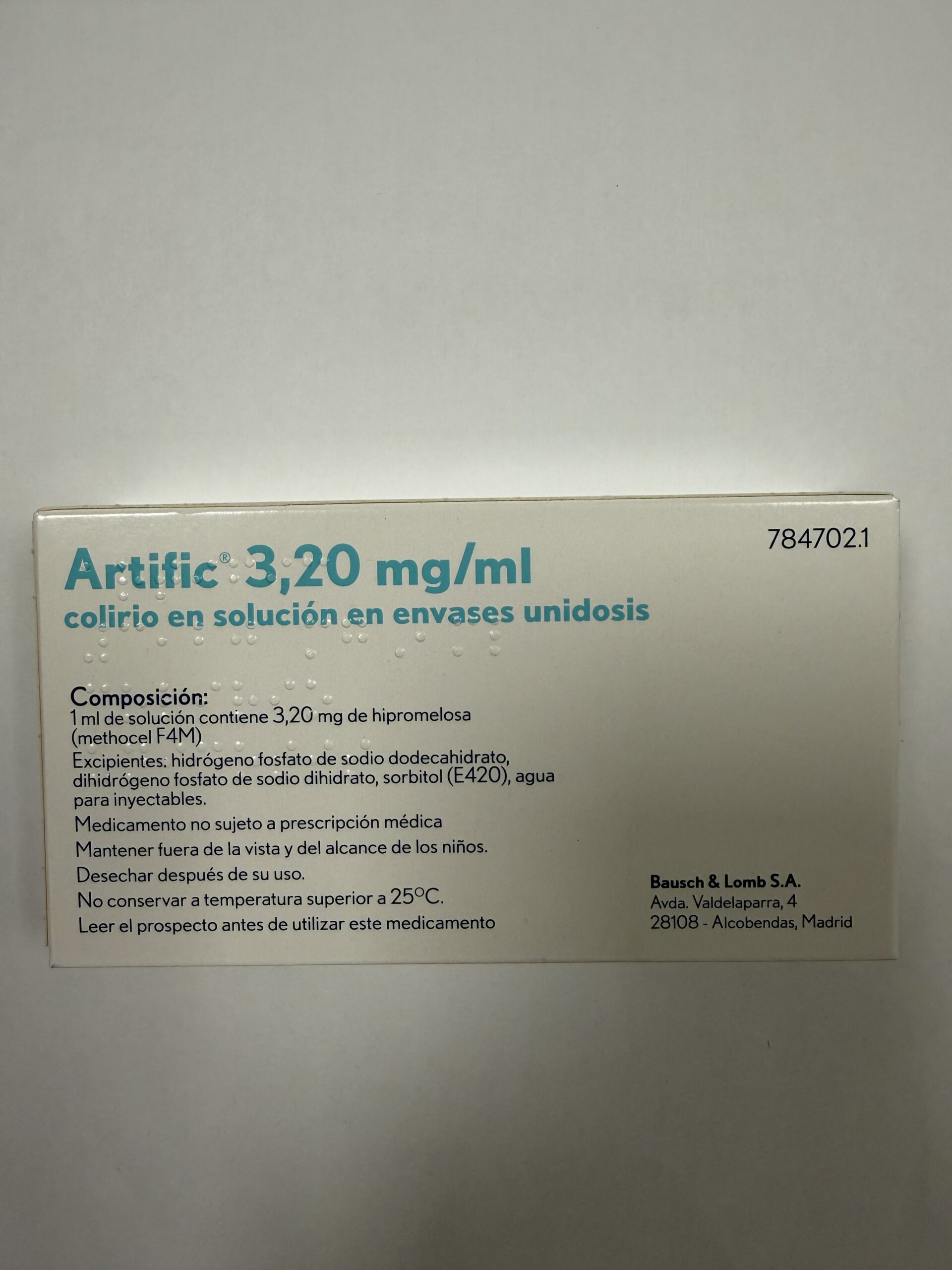 Artific colirio en solucion unidosis sequedad e irritacion ocular