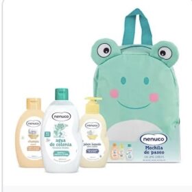 Pack regalo mochilita de bebe productos de aseo ranita